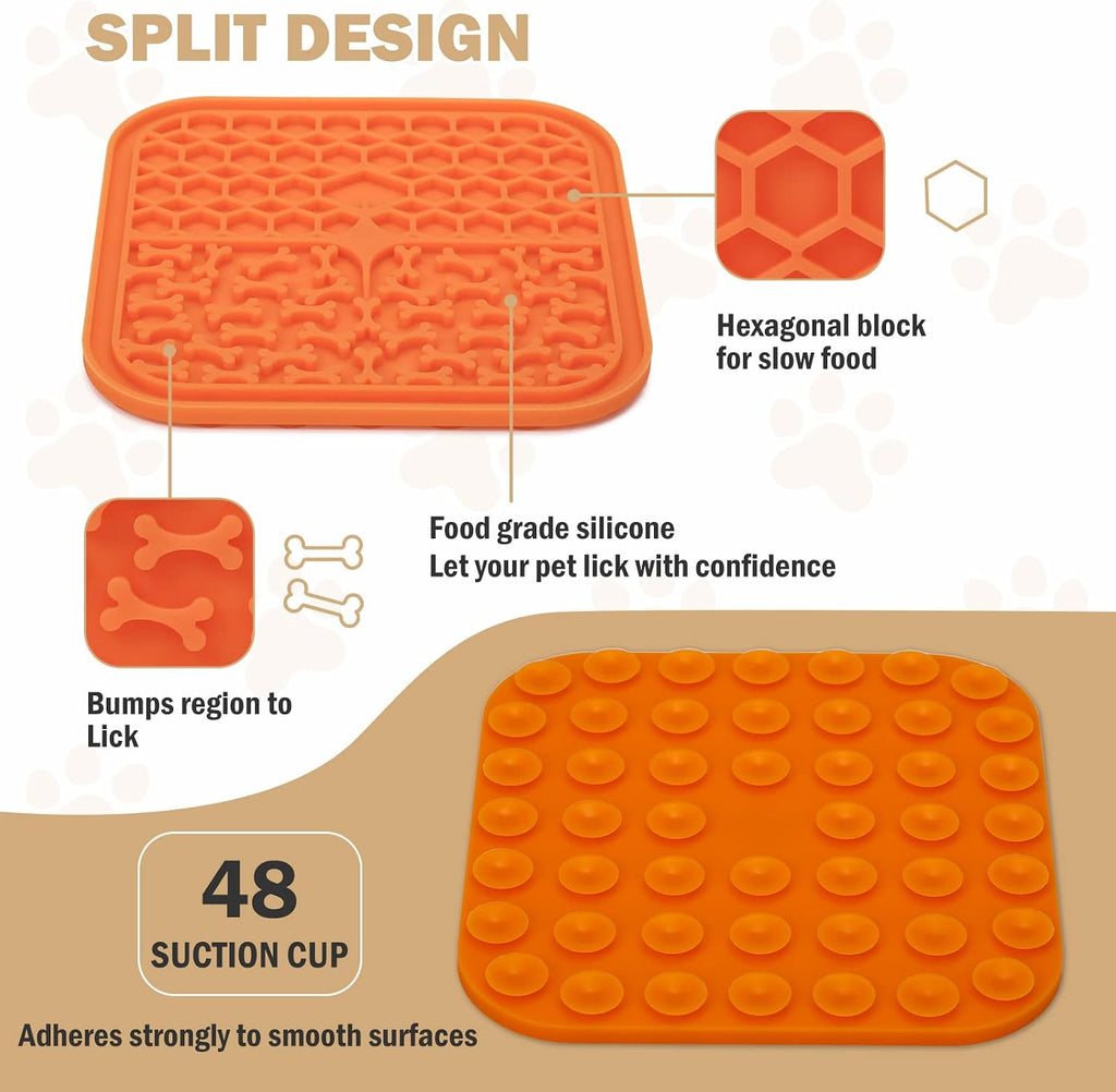 Lick Mat for Dogs - Slow Feeder Licking Mat with Suction Cups for Peanut Butter, Food Treats & Yogurt - 4 Pack
