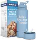 Rubyloo Dog Water Bottle w/Detachable Bowl for Dog Lovers, Life is Better | 32oz Insulated Stainless Steel Bottle, 8oz Detachable Bowl, Leak-Proof Lid, BPA-Free, Hiking, Walking, Travel, Gift