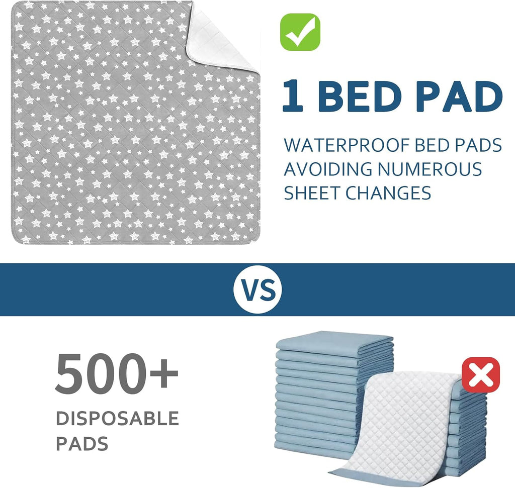 Waterproof Bed Pads Washable 34" x 36" (2 Pack) | Absorbent Chuck Pads for Incontinence, Waterproof Mattress Protector for Adults, Kids, Elderly and Pets