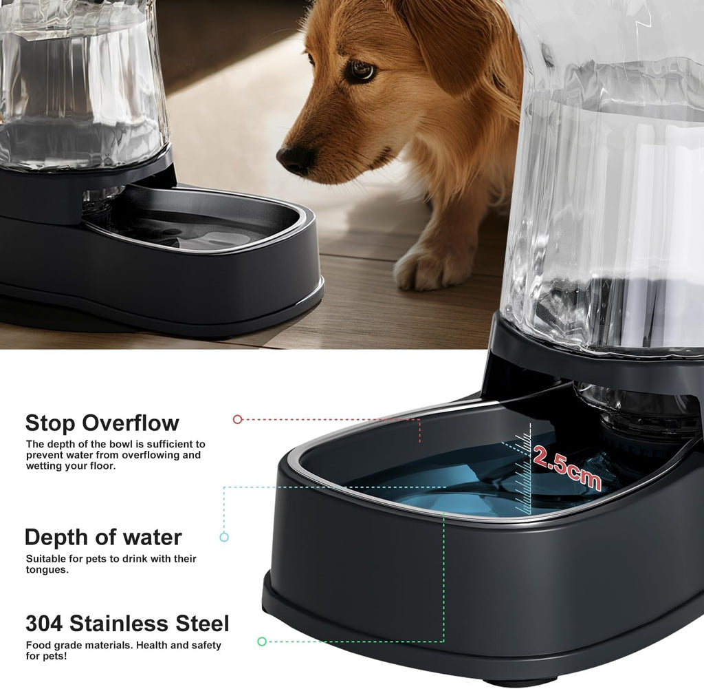 Automatic Dog Water Dispenser, Stainless Steel Bowls Feeder, 100% BPA-Free