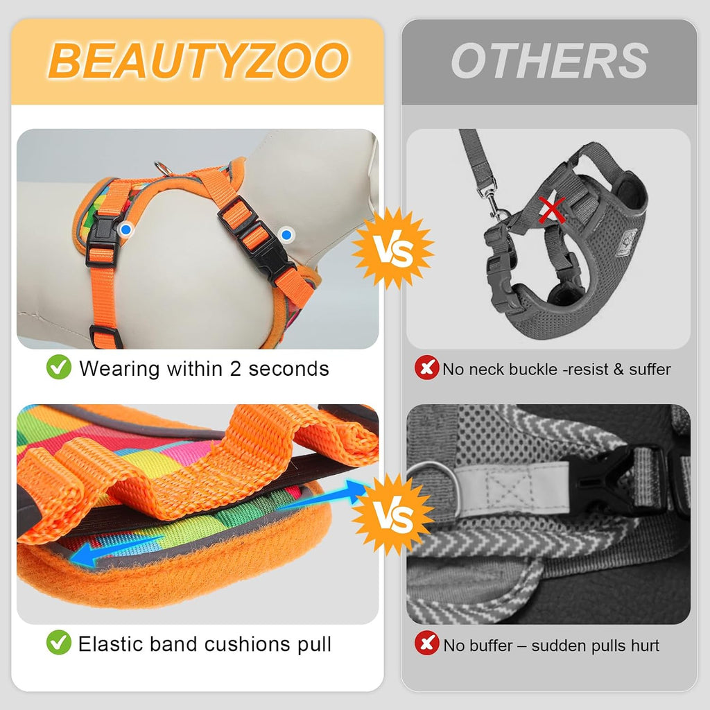 BEAUTYZOO Cat Harness and Leash,Escape Proof Easy-On Vest w/Neck Buckle, S
