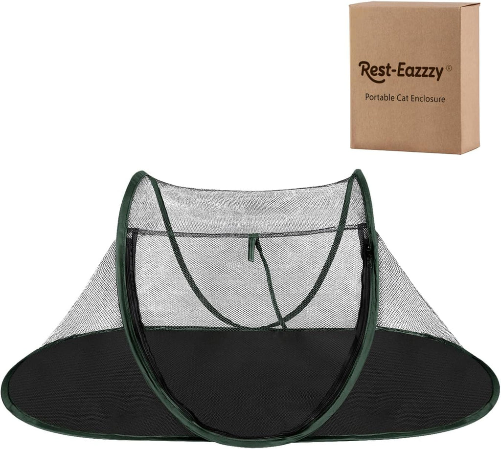 Cat Tent Outdoor, Pet Enclosure Tent Suitable for Cats and Small Animals, Indoor Playpen Portable Exercise Tent with Carry Bag(Dark Green)