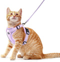 Cat Harness and Leash Set, Escape Proof Cat Harness with Reflective Strips, Breathable Mesh Vest, Adjustable Walking Harness for Indoor Outdoor Cats, Kittens, Small Medium Large Cats (Purple, M)