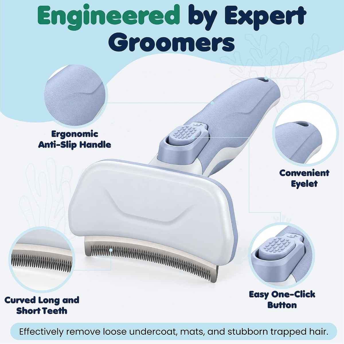 Formit Crafts Premium Pet Deshedding Tool –Small Professional Self-Cleaning Undercoat Brush for Dogs & Cats – Advanced Dual-Depth Stainless Steel Grooming Blade with One-Click Hair Release Button