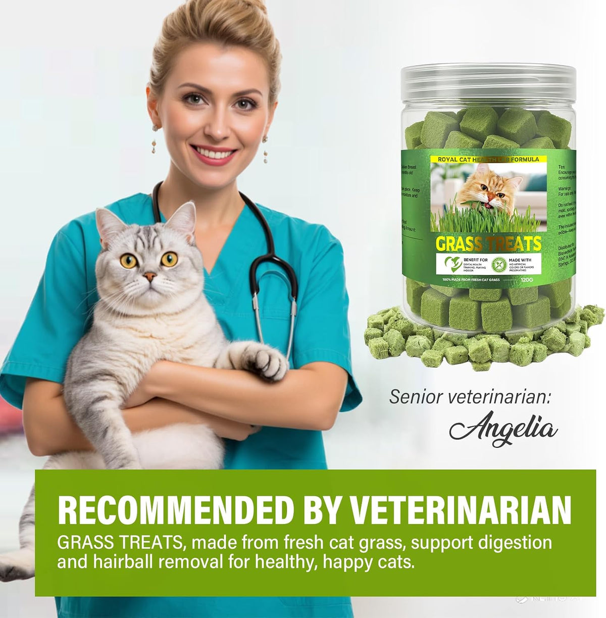 AiRunTech Cat Grass Treats, Cat Grass for Indoor Cats, 120g