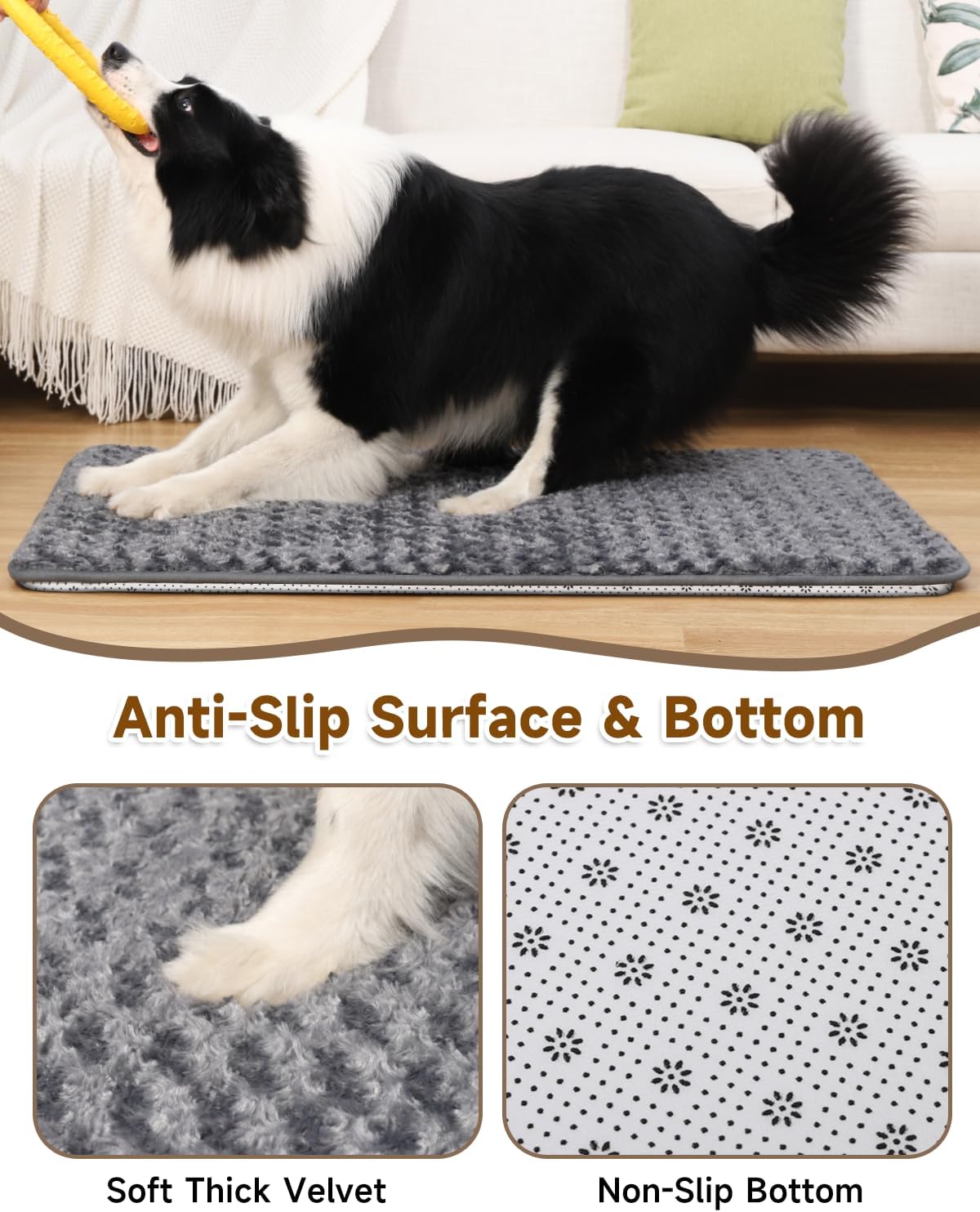 XXL Dog Bed for Crate Pad, High Resilience Foam Mat Bed, 47x29, Dark Grey