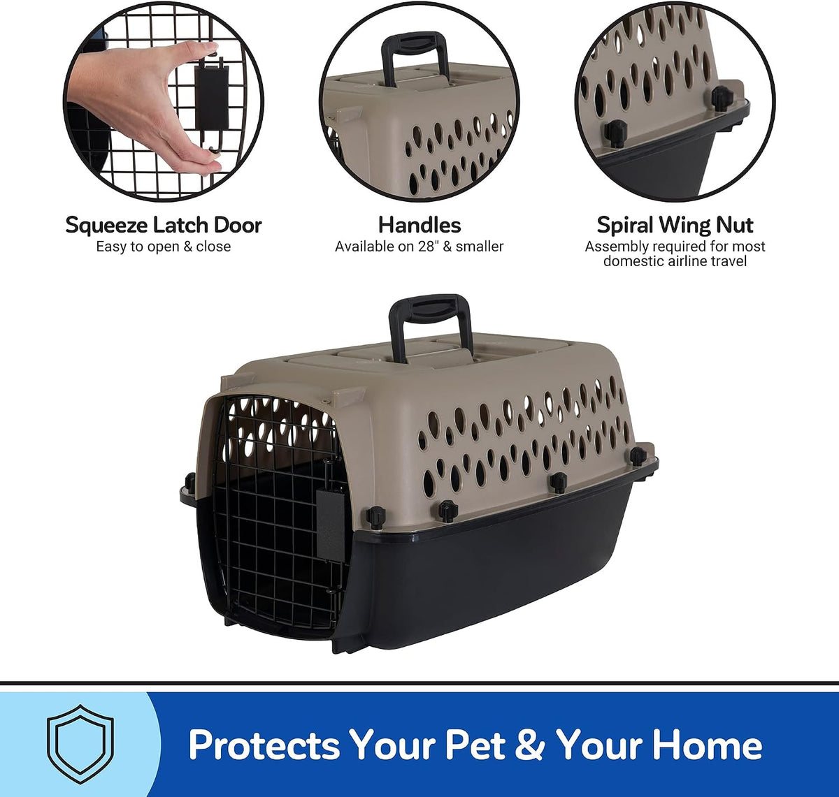 Petmate Vari Dog Kennel, Carrier, XS 19in, Up to 10lbs, Taupe