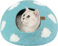 MEOWFIA Cat Cave - New Zealand Wool Bed for Indoor Cats (Cloud Nap Blue)
