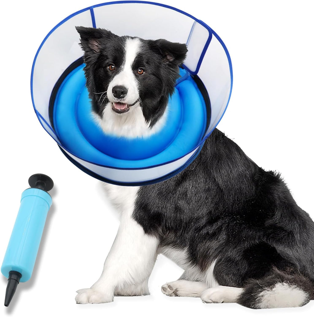 Inflatable Dog Cone Collar,Soft Elizabethan Anti-Lick Pet Recovery Collar