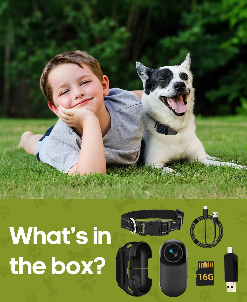 Cat Camera Collar, with 16G SD Card, 1080P HD Wireless Mini Sport Cam with Video Recording Reflective Cat Collar, Small Action Camera for Pet Supplies, Indoor/Outdoor Body Cam for Cats, Matte Black