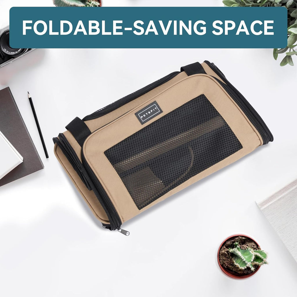 PETSFIT Pet Carrier for Cat, Small Dogs, Khaki