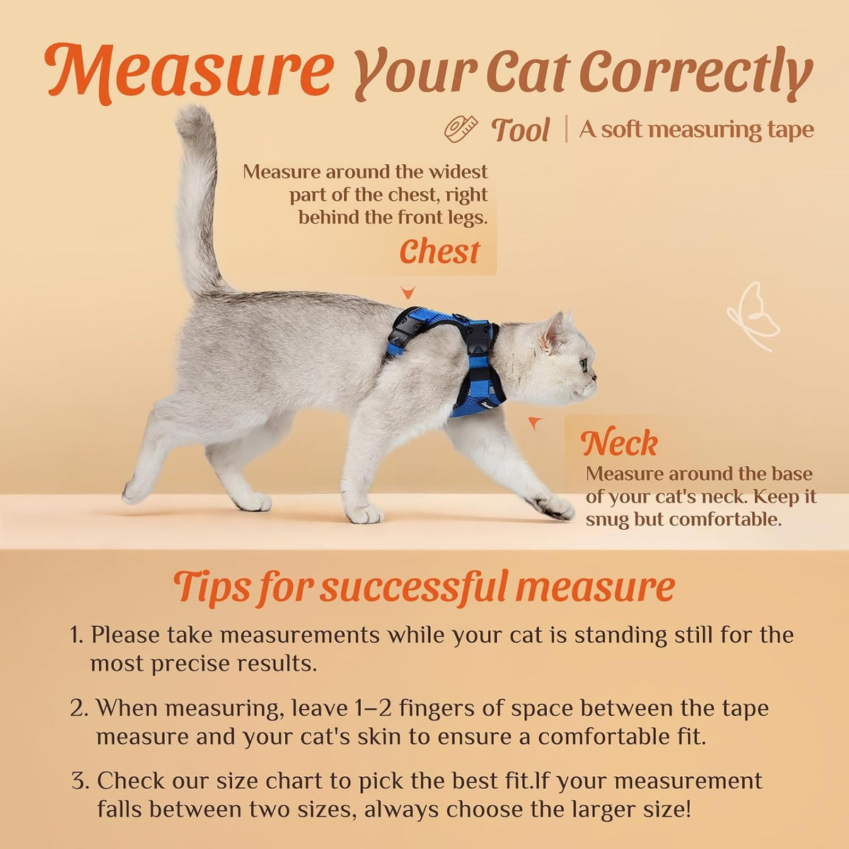 Dooradar Cat Harness and Leash Set with Neck Release Buckle, Royal Blue