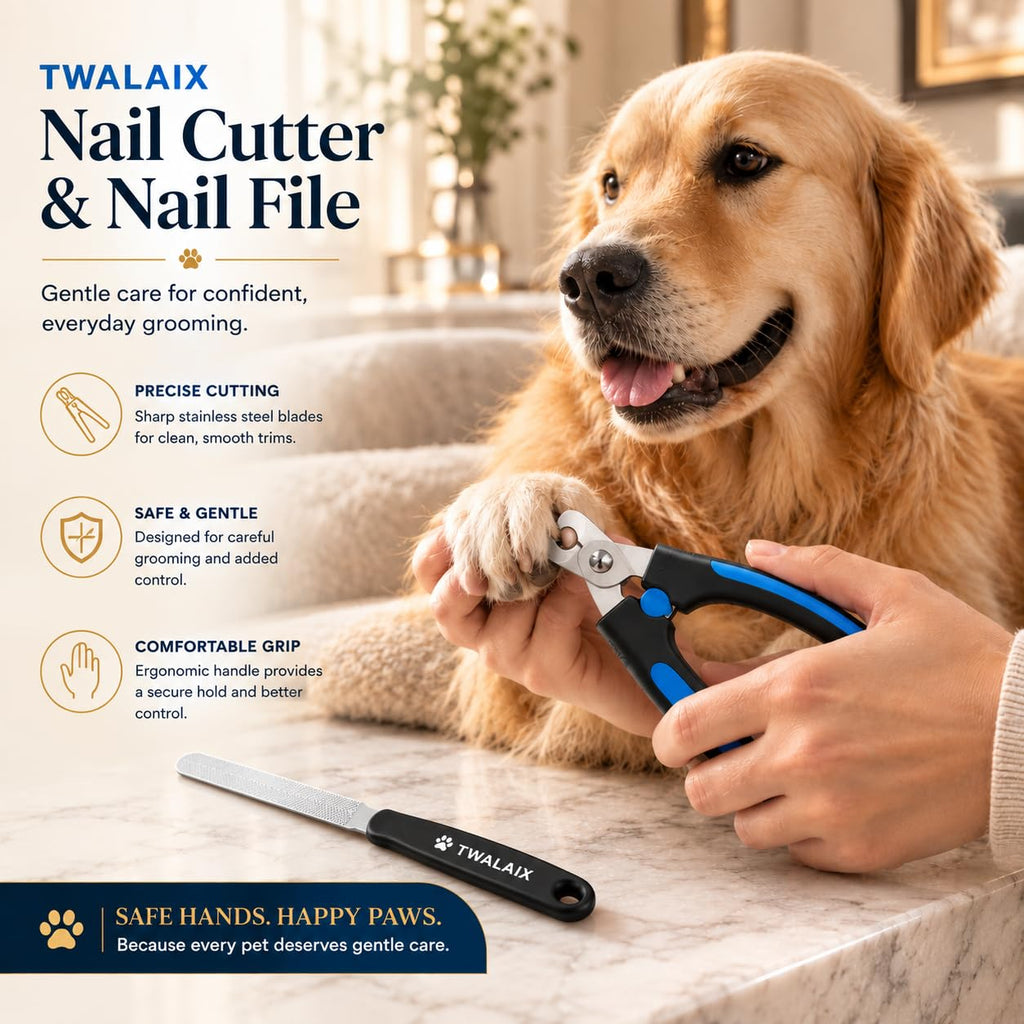 6-in-1 Dog Grooming Kit, Pet Grooming Kit for Dogs & Cats, Professional Cat Brush Set with Slicker Brush, Undercoat Rake, Flea Comb, Nail Clipper, Nail File & Pin Rake Brush