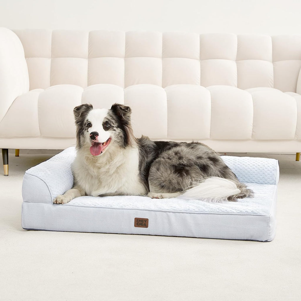 EHEYCIGA Memory Foam Dog Bed, Large Size Orthopedic Dog Bed, Washblue
