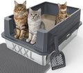 FURTIME Stainless Steel Cat Litter Box, Extra Large Cats Metal Litter Box