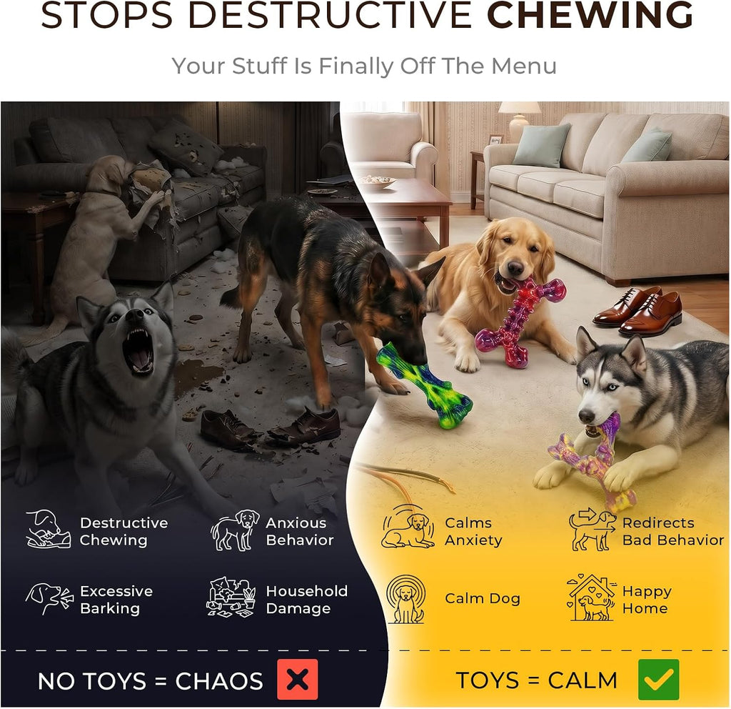 Kseroo 6-Pack Multi-Flavored Tough Dog Chew Toys for Aggressive Chewers