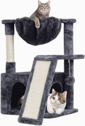 SYANDLVY 23.62" Cat Tree for Indoor Large Cats, Cat Tower with Scratching Posts & Board, Modern Cat Bed Furniture with Condo & Basket (Smoky Grey)