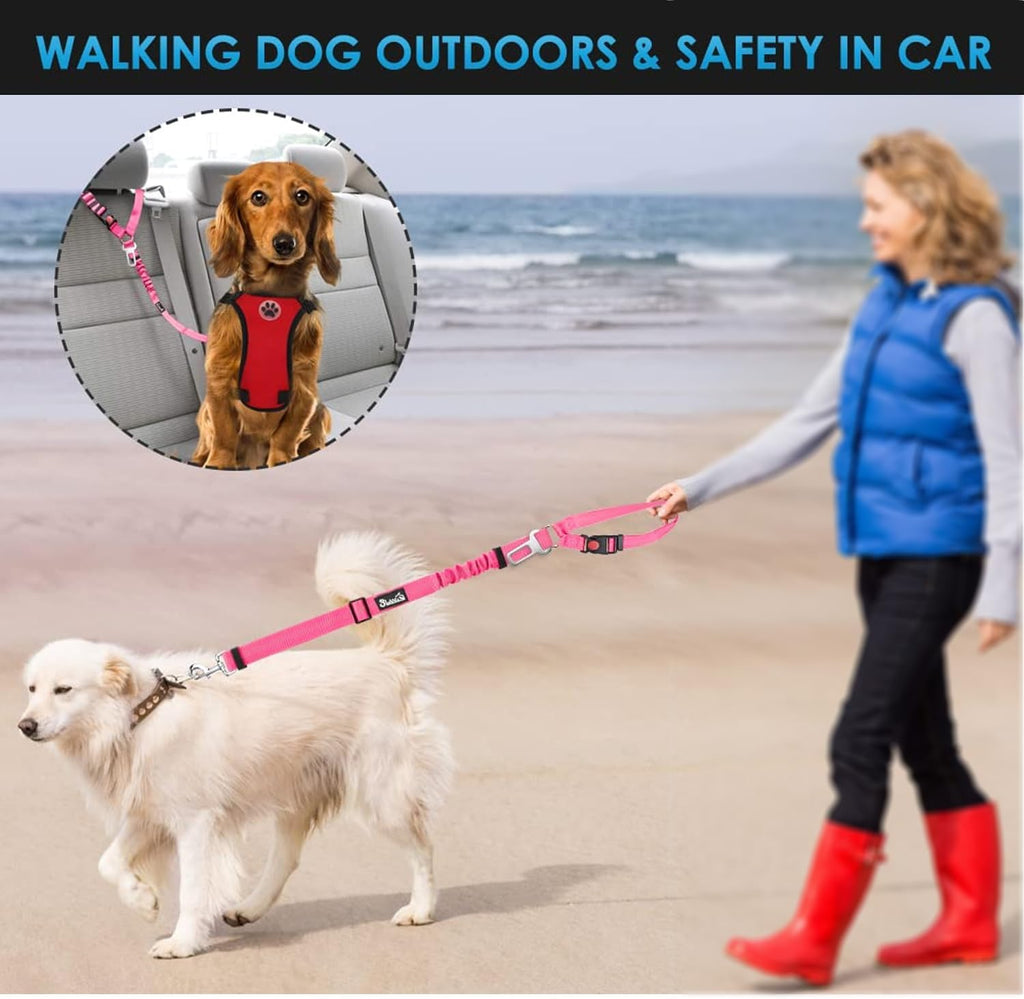 Lukovee Dog Car Seat Belt, 2 Pack, Headrest Restraint, Headrest + Clip