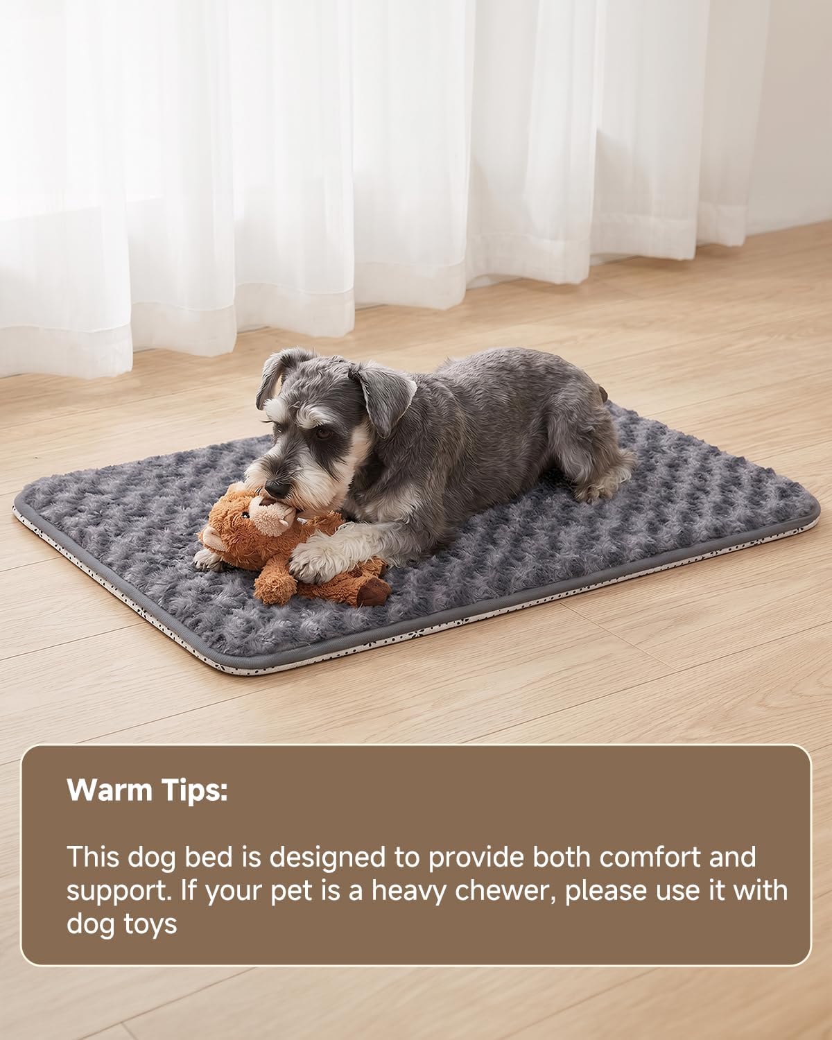 XXL Dog Bed for Crate Pad, High Resilience Foam Mat Bed, 47x29, Dark Grey