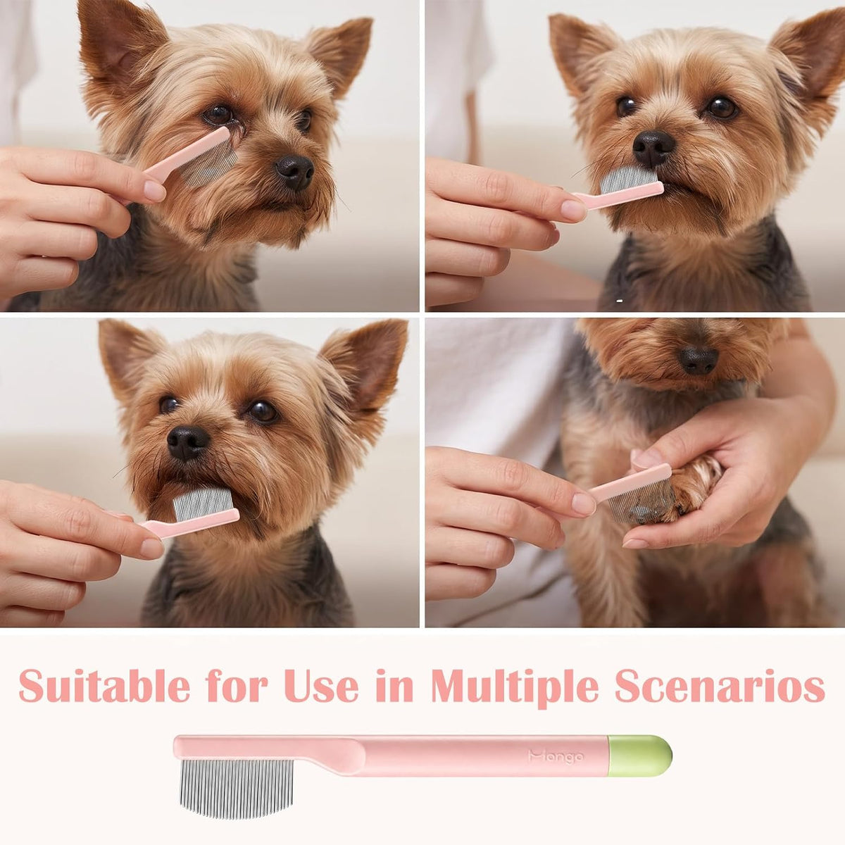 Round-Tip Dog Eye Comb, Pink Fine Tooth Comb for Small Pet Dog Cat Hamster