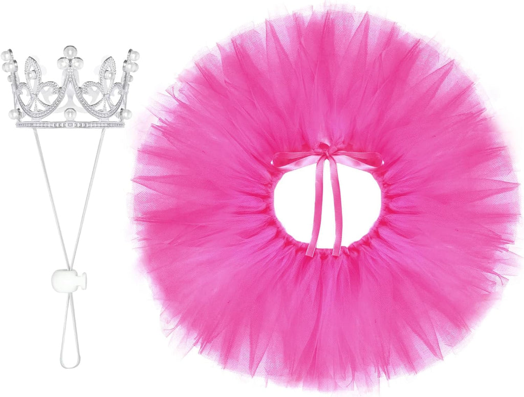 2 Pcs Dog Tutu Dress with Pearl Crown for Small Medium Pet Cat Dog Halloween Costume Dress for Ballet Birthday Party Wedding Photo Prop