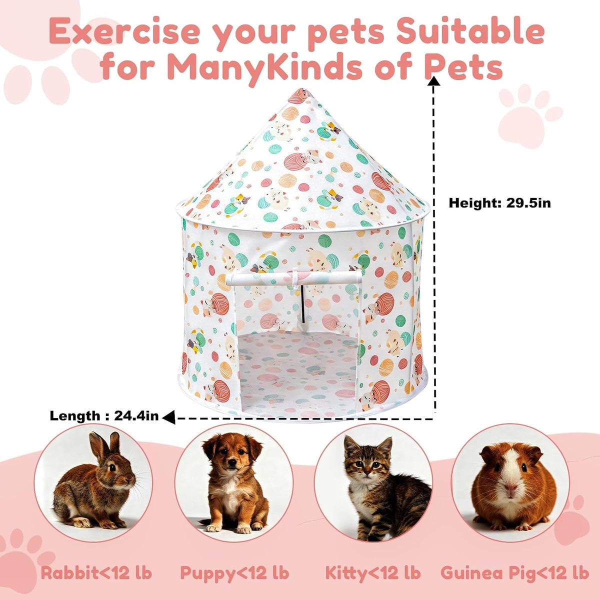 Cat Bad Pop Up Collapsible Yurt Tent, Pet Rest Hut for Indoor