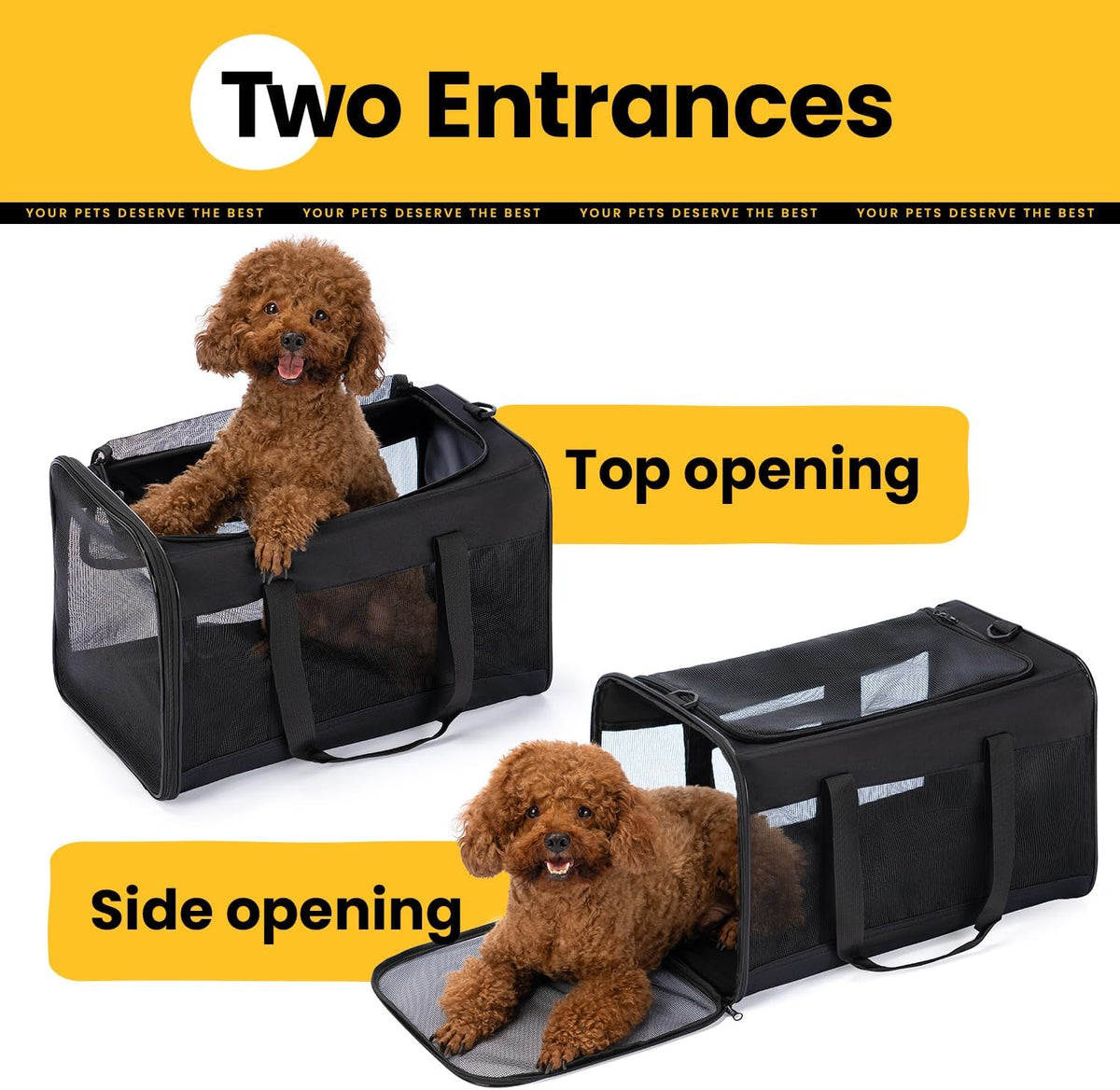 Conlun Dog Carrier Bag,Soft-Sided Pet Carriers for Dogs-L,Black