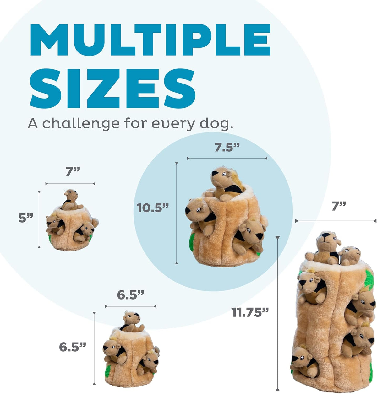 Outward Hound Hide-A-Squirrel Plush Squeaky Dog Toy, Large, 10.5" x 7.5" | Hide-n-Seek Puzzle, 3 Removable Squirrels, Fetch Play, Interactive Enrichment, Boredom Buster, Light Chewers, Dogs & Puppies