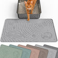 OHMO Cat Litter Mat Medium 23.6x15.7in, Light Grey Silicone Rubber Scatter Control Kitty Litter Box Trapping Mat, Waterproof Easy to Clean, Odorless Pet Supplies, Indoor Cat Essentials