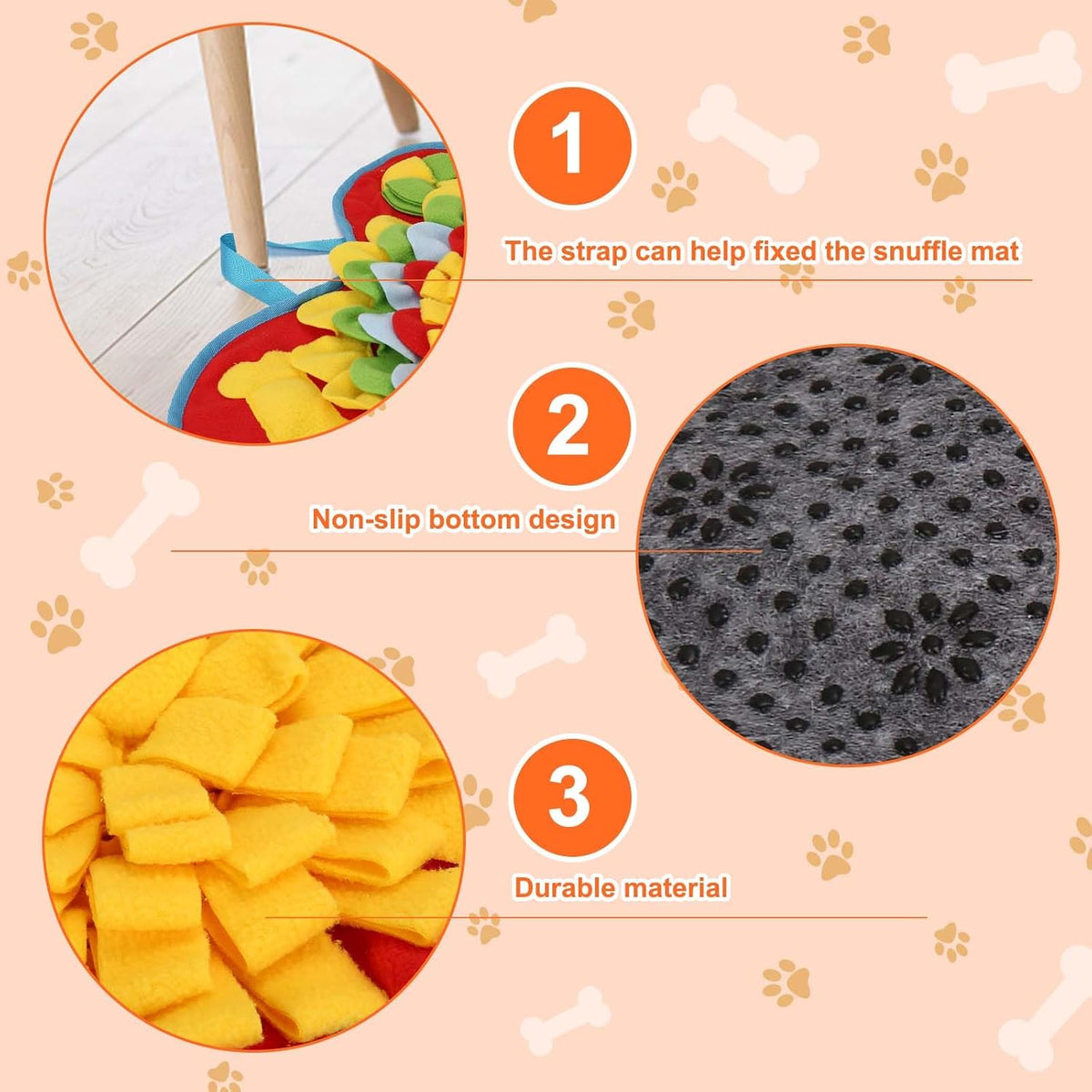 Snuffle Mat for Small Medium Dogs Nose Smell Training, Muilticolor