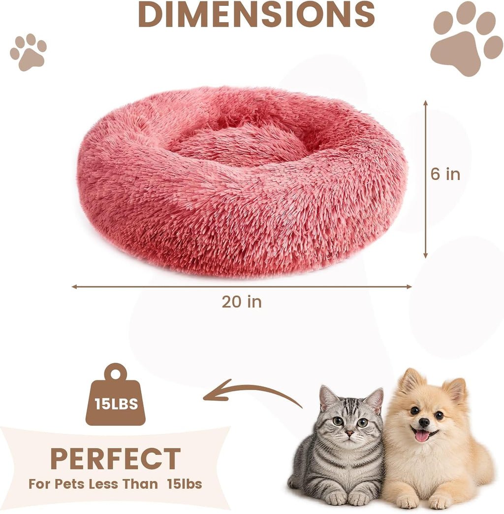 Cat Beds for Indoor Cats & Small Dog, Plush Donut Washable Pet Bed