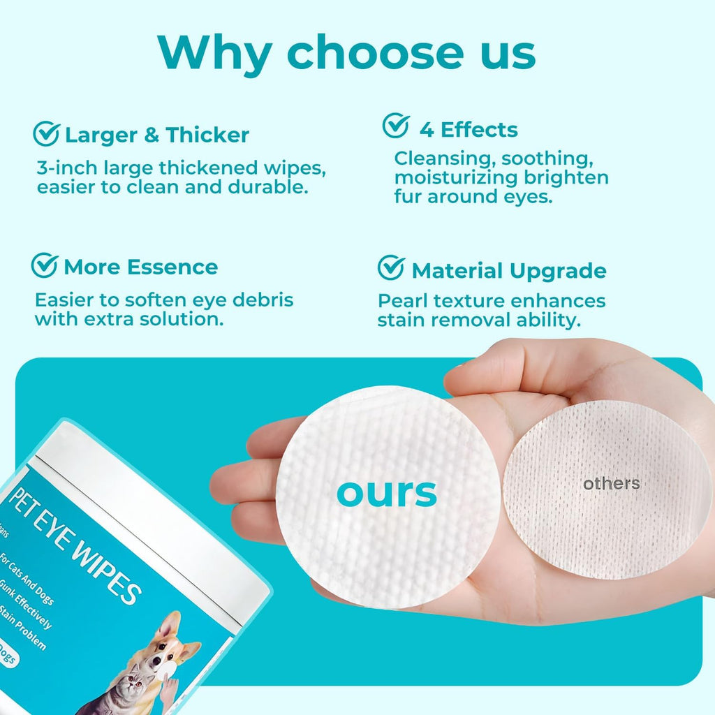 Gentle Pet Eye Wipes, Tear Stain Remover for Cats and Dogs