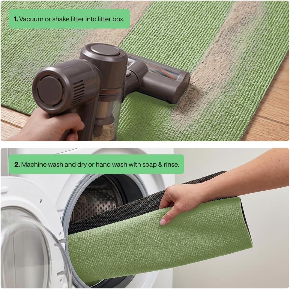 GORILLA GRIP Cat Litter Mat, Soft Felt Scatter Catcher, 30x24, Sage