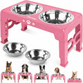 Jovrun Elevated Dog Bowls for Medium Large Size Dogs, Non-Slip Dog Feeder with 2 Stainless Steel Dishes, 5 Heights Adjustable Raised Bowls to 3.15″-8.66″-9.84″-11.02″-12.2″