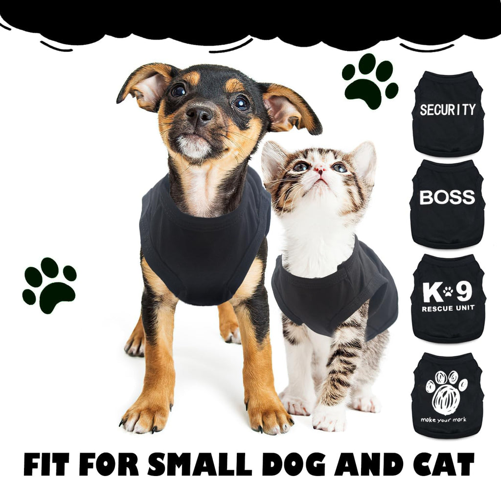 4 Pieces Dog Clothes for Small Dogs Boy Chihuahua Security Pet Shirts