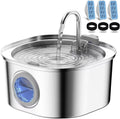 PEKTACO Stainless Steel Cat Water Fountain, 3.2L/108oz with 3 Filters