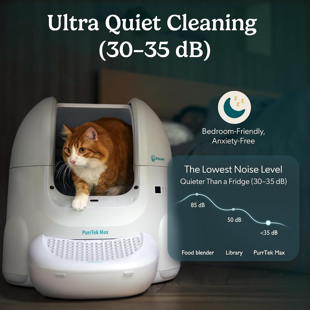 Petcove PurrTek Automatic Litter Box Self Cleaning 5GHz Wi-Fi, Odor Control