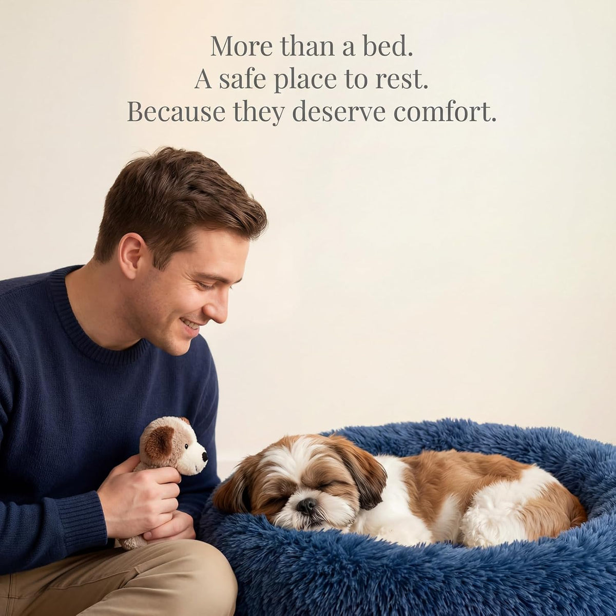 nononfish Plush Dog Bed for Small Dogs,Soft Calming Donut Bed