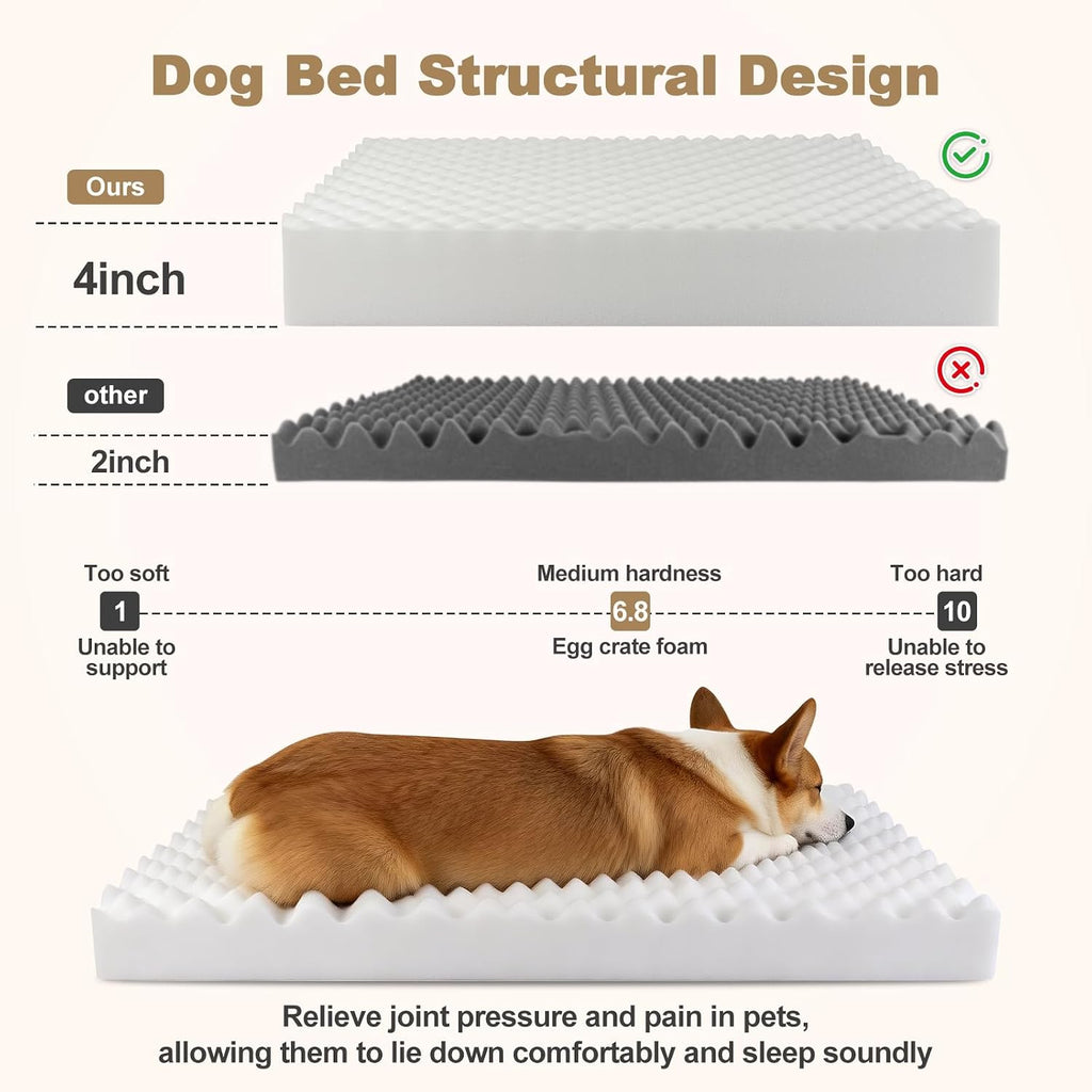 XL Dog Bed 44x32, Washable Orthopedic Crate Pad Mat