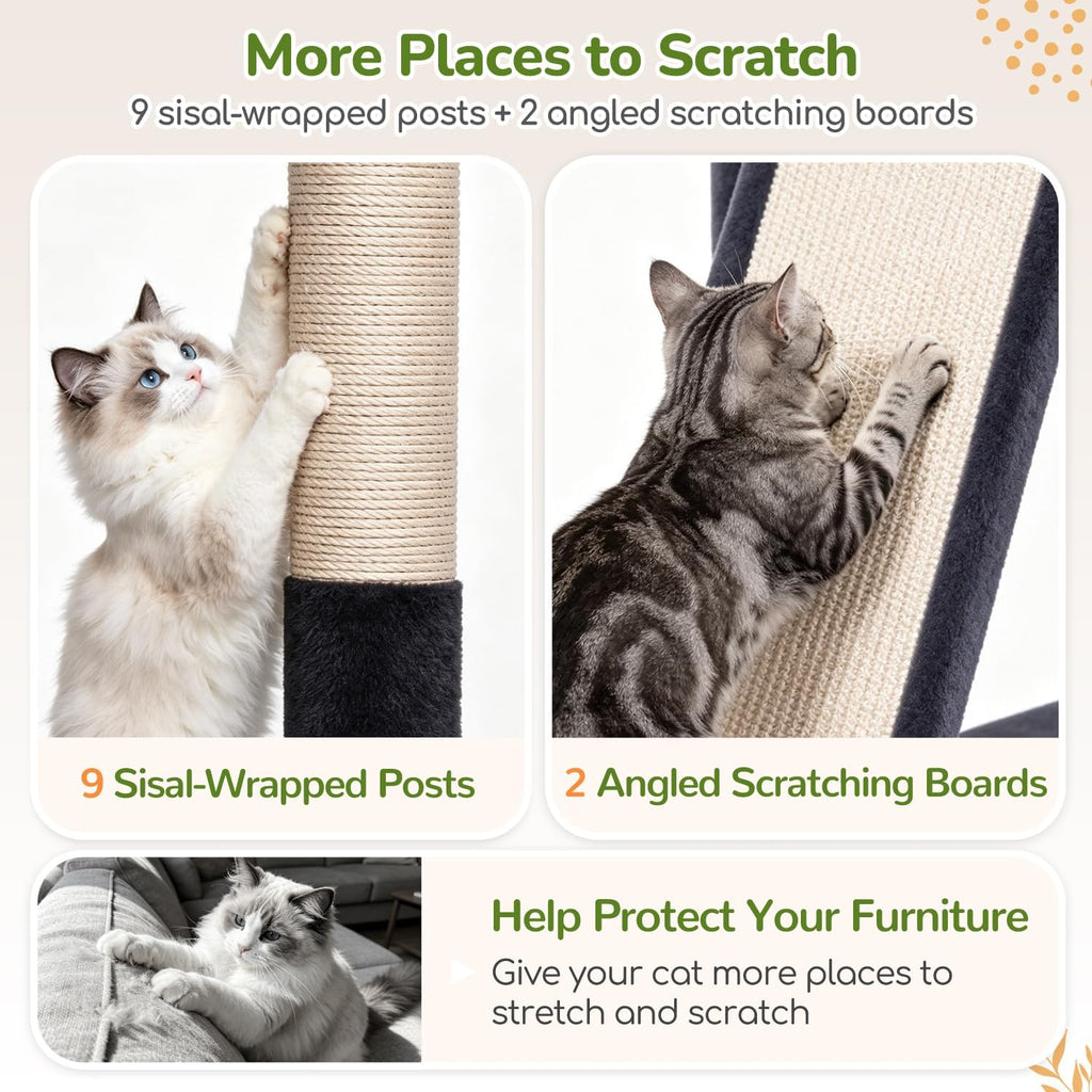 Globlazer Heavy Duty Cat Tree for Large Cats, 25.5in Wide Top Perch, S52F