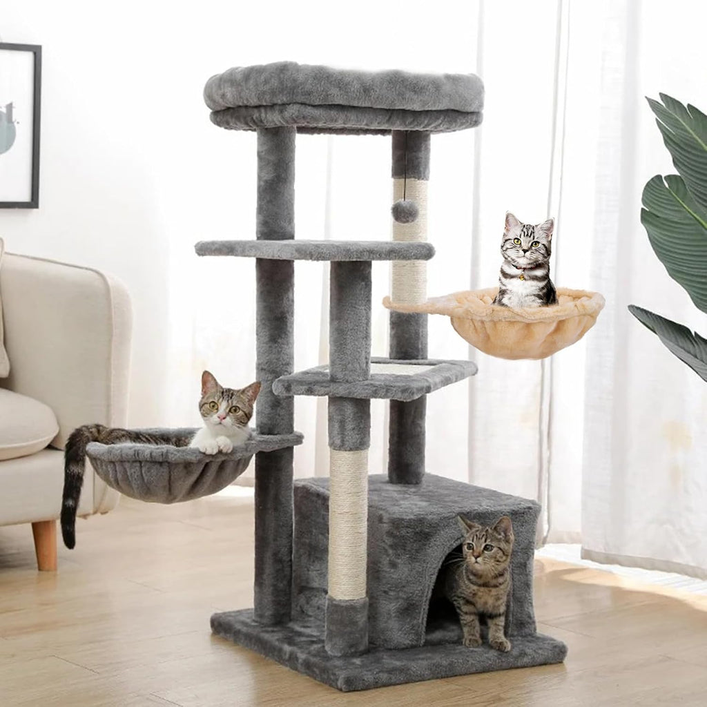UXIETIN Cat Tree Hammock for Large Cats with Deep Basket,12.4",Beige