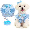 ABRRLO Small Dog Harness and Leash Set,Soft Adjustable Blue Puppy Harness