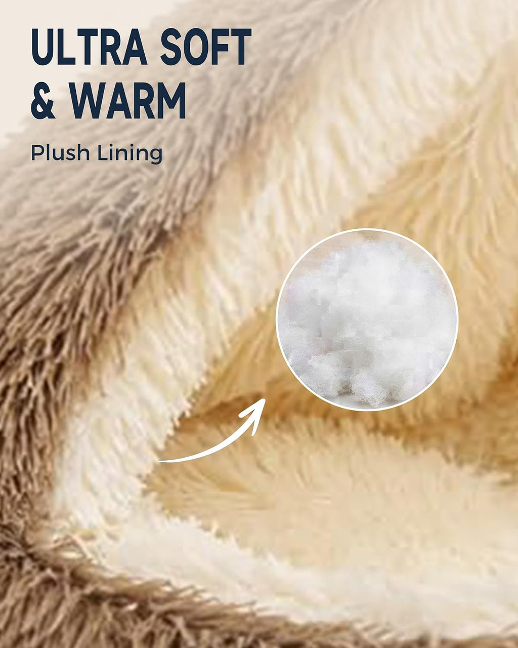 ShinHye Round Plush Fluffy Hooded Cat Bed Cave, Cozy for Indoor Cats or Small Dogs, Waterproof Bottom, Washable（20 in）