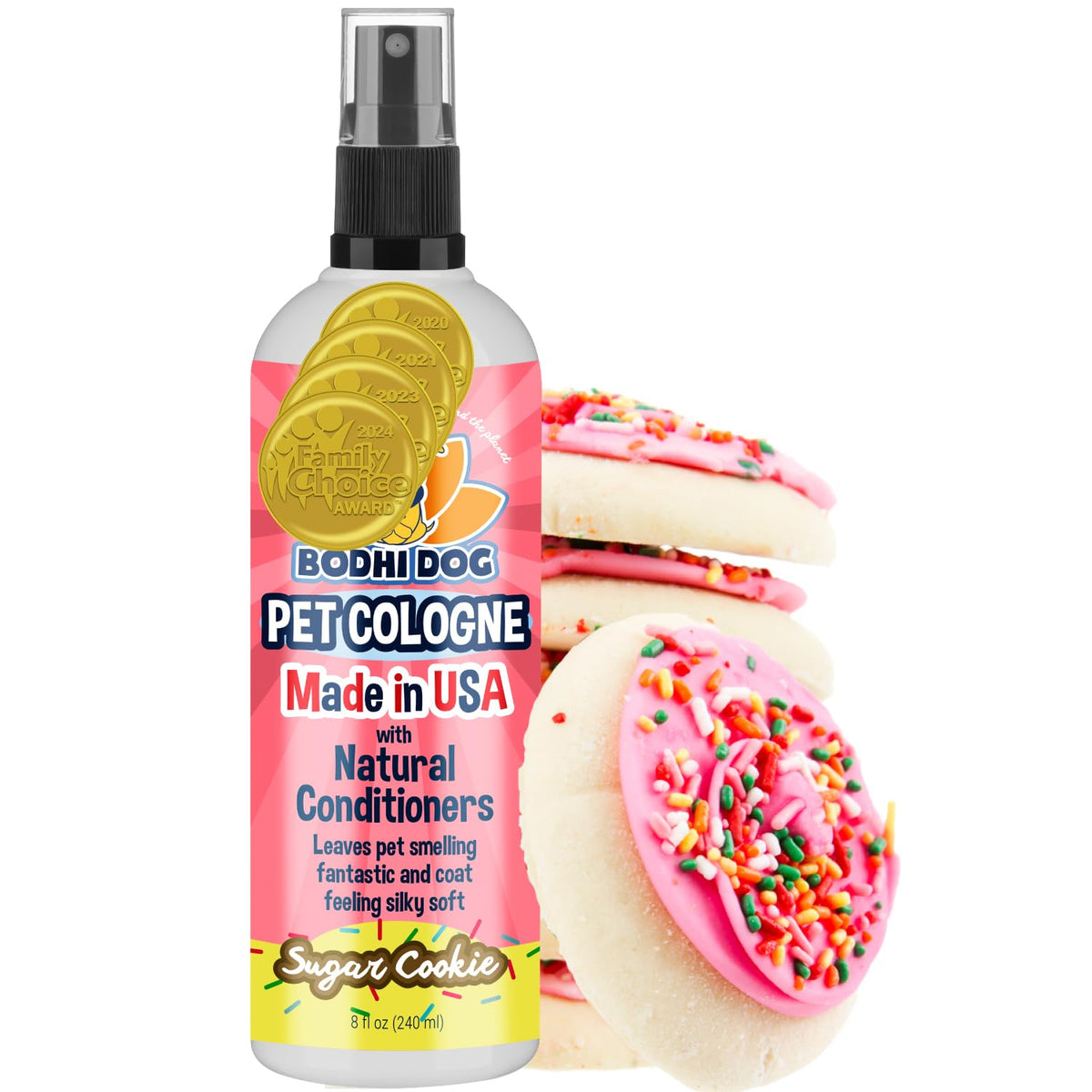 Bodhi Dog Premium Dog Cologne - Deodorizing Dog Perfume & Conditioner for Dogs & Cats - Natural Long Lasting Spray - Keeps Pets Fresh All Day - Gentle, Safe Formula, Made in USA (Sugar Cookie 8 Fl Oz)