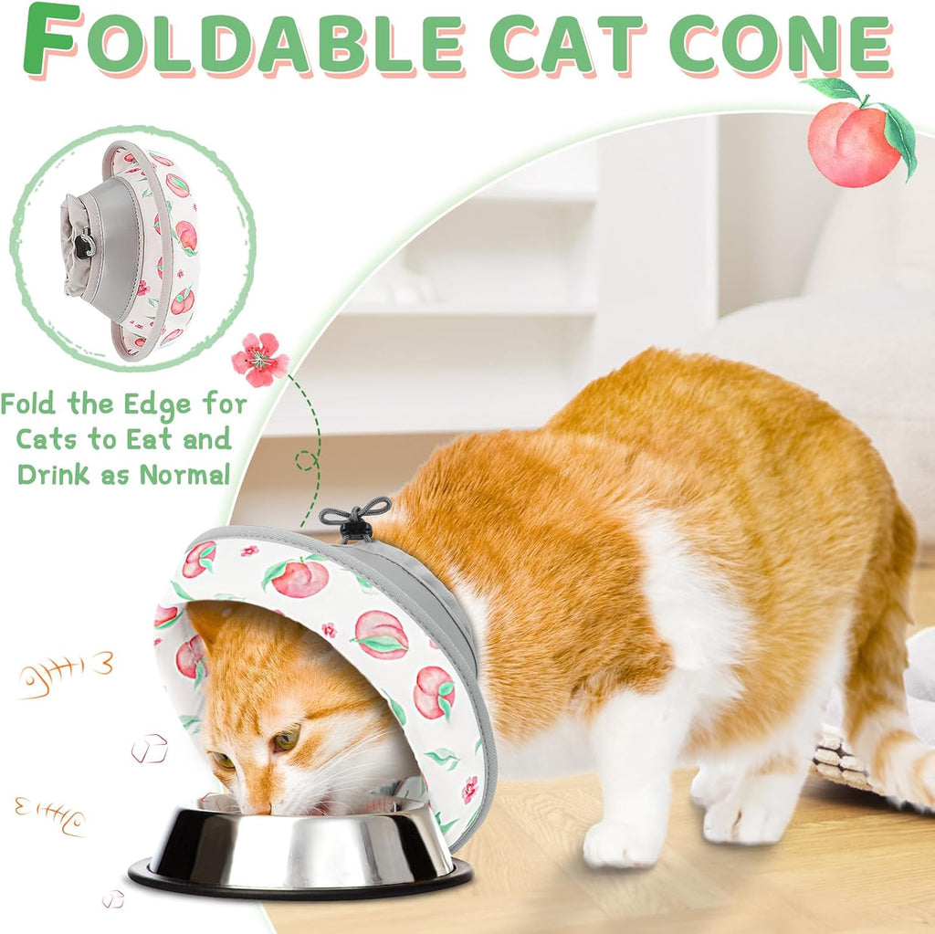 Cat Cone Collar Soft to Stop Licking, Adjustable, Foldable Lightweight Kitten Cones After Surgery Recovery for Cats & Kittens, Cat Cone Alternative, Easy Eating (PinkWhite, M)
