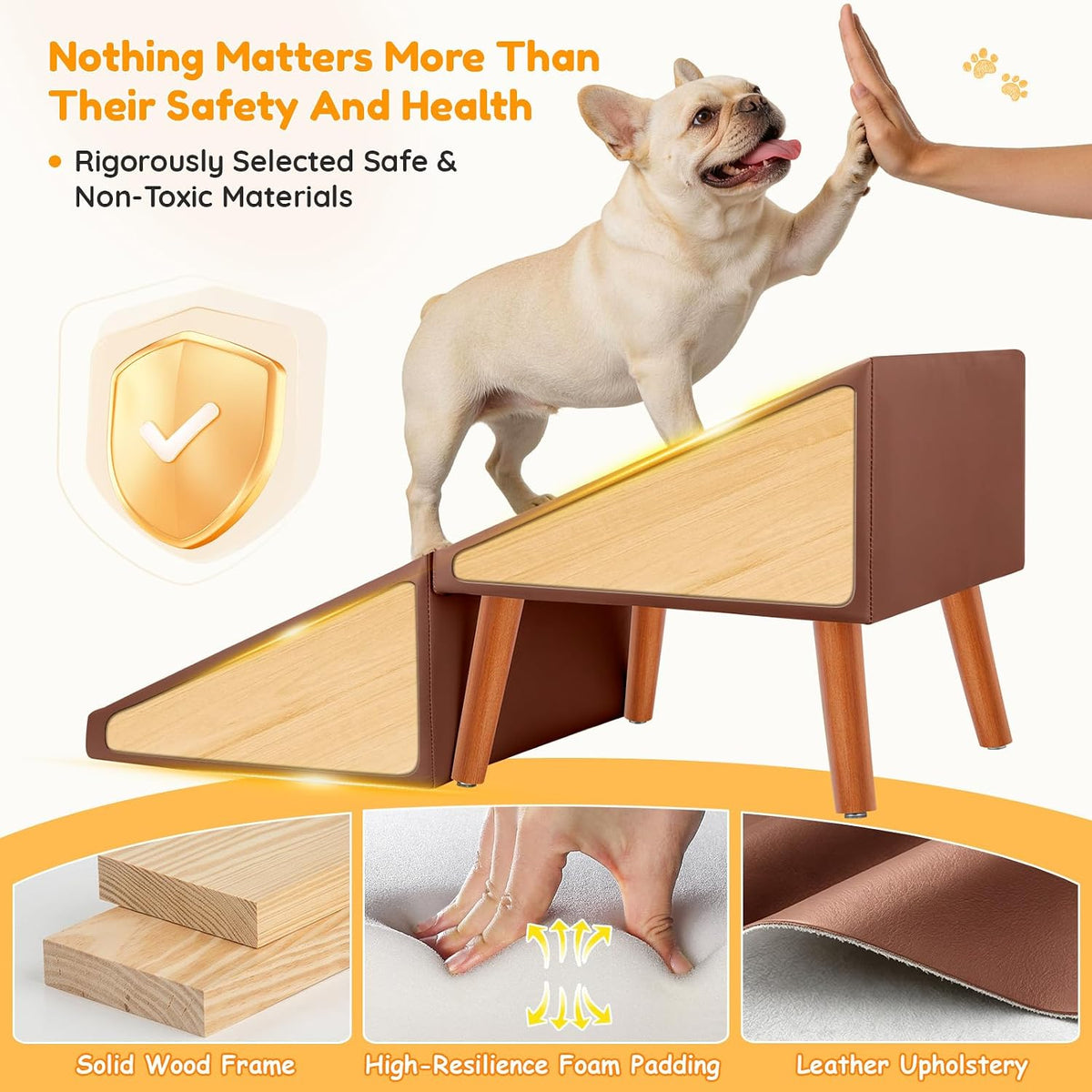 17" H Dog Stairs for Small Dogs – 4-Step Non-Slip Dog Ramp for Couch