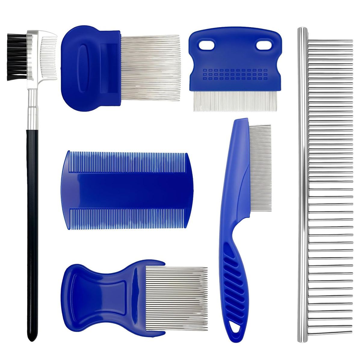 7PCS Flea Comb Set for Cats & Dogs, Pet Comb, Dog Eye Comb, Tick Comb