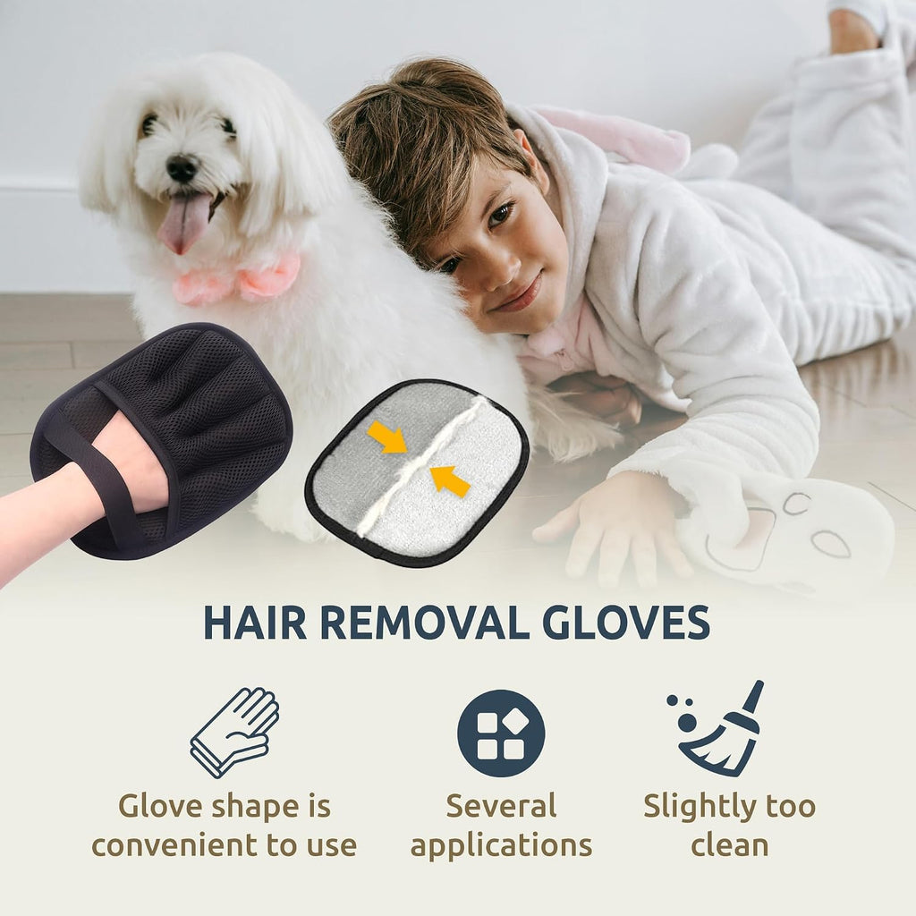 Pet Hair Remover Glove for Dogs & Cats – Reusable Lint & Fur Removal Mitt with Electrostatic Fabric, Non-Slip Five-Finger Design for Couch, Carpet, Furniture, Clothes & Car Interior