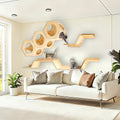 Cat Wall Shelves and Furniture Set with 3 Hexagon Shelves and 4 Z-Shaped Jump Platform (E)