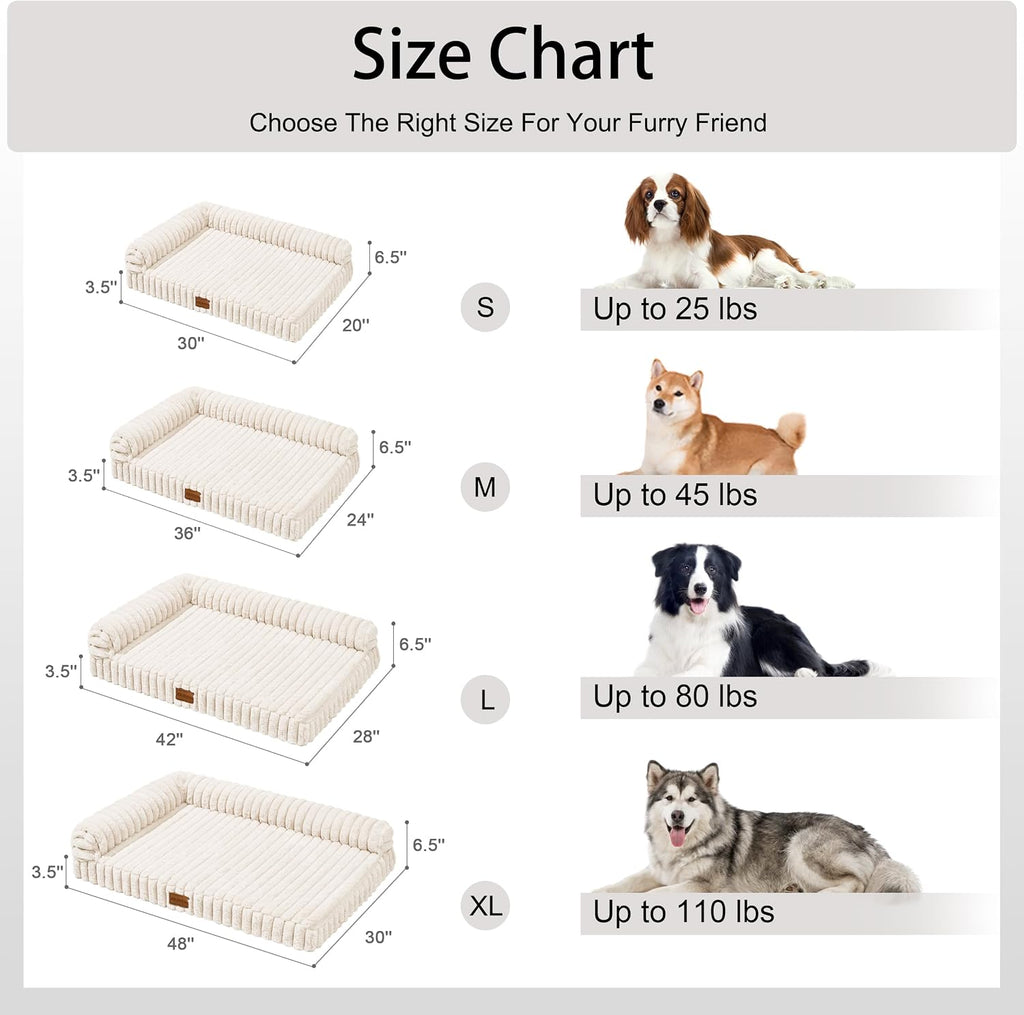 Orthopedic Large Dog Bed Furry Pet Bed, Washable Cover 48''X30''